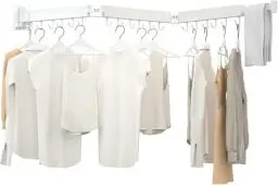 Produktbild: Kelisiting Wäscheständer Wandmontage, 3-Fold Wand Wäschetrockner ausziehbar, 120 cm/ 50 Inch gefaltet Ausziehbarer Wandmontage für kleine Haushalte, Platzsparend-150 LBS Tragkraft - Weiß