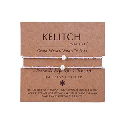 Produktbild: KELITCH 2 Stück Perle Freundschaft Armbänder Miyuki Perlen Gewebt Liebhaber Strang Armbänder Armreifen Geschenke (Rosa 01Q)