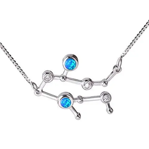 Produktbild: KELITCH 925 Sterling Silber Ketten Halskette Ketten Sternzeichen Konstellation Opal Anhänger Halsketten für Damen