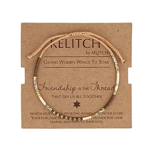 Produktbild: KELITCH Boho-Farbe Kristall Shell Perlen Freundschaft Armbänder Handgemachte Strand Armband Armreifen Schmuck Für Frauen (Kaffee 88M)