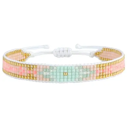 Produktbild: KELITCH Damen Charme Armbänder Seed Perlen Kristall Armbänder Handgemachte Freundschaft Armband