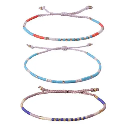 Produktbild: KELITCH Damen Freundschaft Armbänder Miyuki Perlen Strang Armbänder Handgefertigt Mode 3 Pcs Pearl Armbänder Armreifen