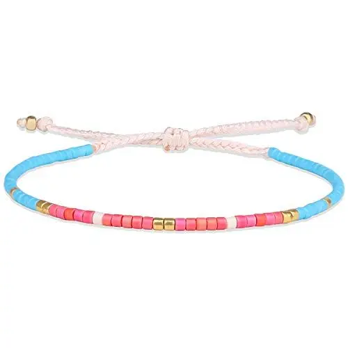 Produktbild: KELITCH Miyuki Perlenarmband Handgemachte Strang Freundschaftsarmbänder Mode Damen Armreifen Schmuck (Rot)