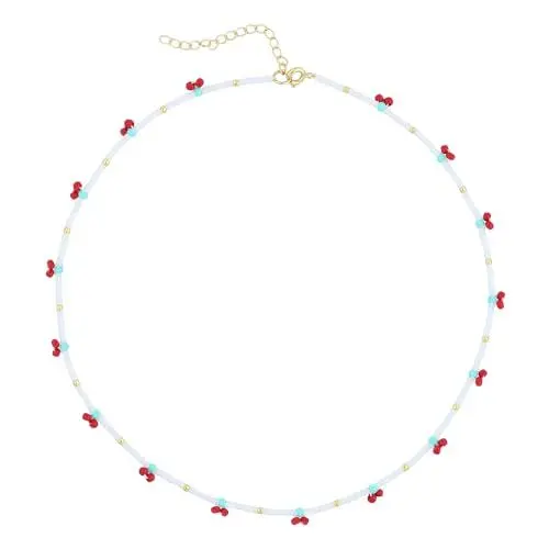 Produktbild: KELITCH Kirsche Choker Halsketten Handgemachte Strand Halsketten für Damen Modeschmuck Chic Stil
