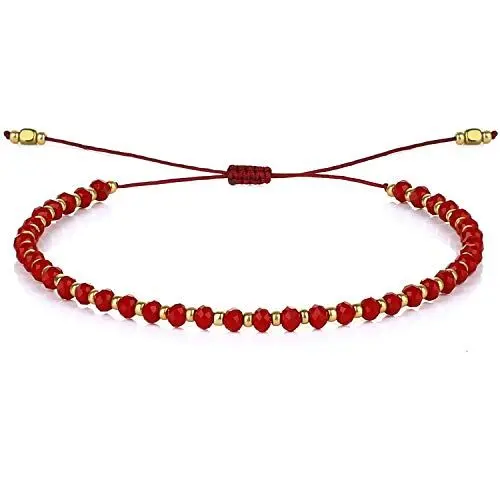 Produktbild: KELITCH Kristall Perlen Armbänder Handgewebte Seil Strang Armbänder Mode Frauen Armreifen Neu (Bling Rot 17C)
