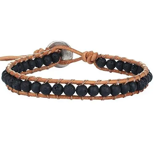 Produktbild: KELITCH Labradorit Armbänder Handgemachte Türkis Armbänder Leder Wrap Armband