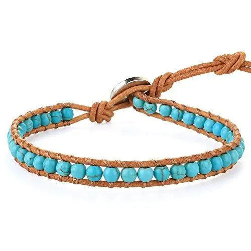 Produktbild: KELITCH Natural Türkis Perlen Wickelarmband Neues Kristallkettenarmband für Damen (Blau 20B)