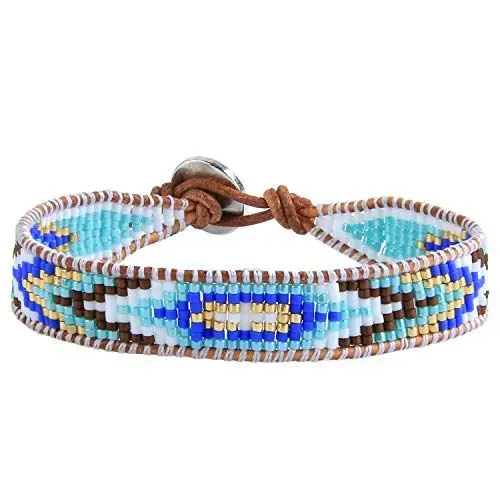 Produktbild: KELITCH Neu Miyuki Perlen Strang Armband Neu Leder Wickelarmbänder Gewebte Geflochten Damen Armbänder (Farbe)