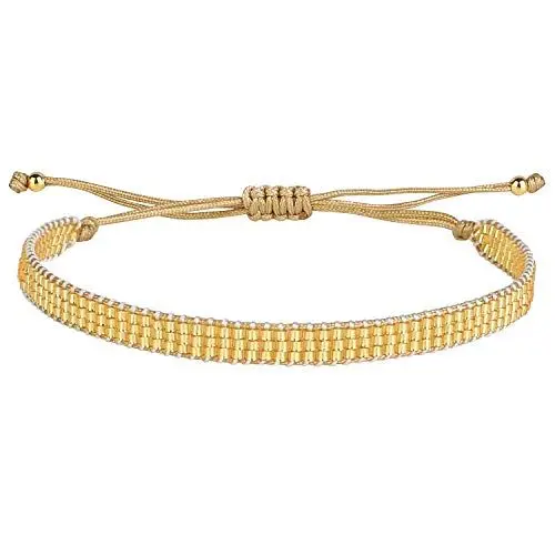 Produktbild: KELITCH Regenbogen Strand Wrap Armbänder Japan Miyuki Perlen Armbänder Hand Woven Geflochtene Cuff Armreifen (Gold 07B)