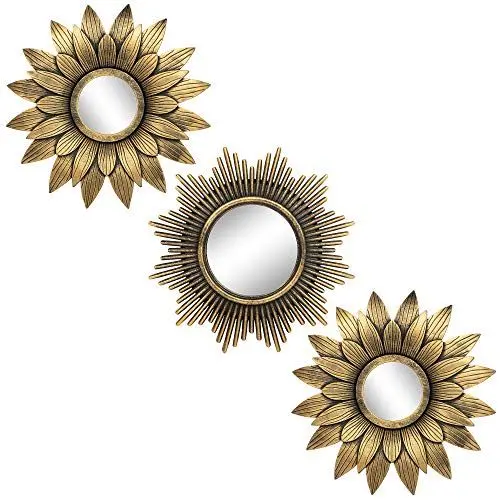 Produktbild: Kelly Miller Kleine goldene Spiegel-Sets für Wanddekoration, 3 Stück, tolle Wanddekoration für Wohnzimmer, Schlafzimmer und Esszimmer (BM012)