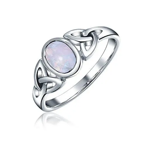 Produktbild: Keltischer Liebesknoten Triquetra Regenbogen Mondstein Unendlichkeitsringband Für Frauen Teenager 1Mm Band .925 Sterling Silber Juni Geburtsstein