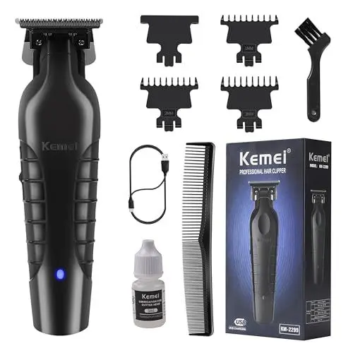 Produktbild: Kemei 2299 Professioneller Haartrimmer für Männer Elektrische Haarschneider, T-Klinge mit Nullabstand, Outliner, Barttrimmer, Friseur-Haarschneideset, Kabellos…