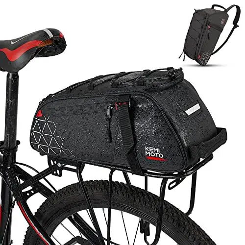 Produktbild: KEMIMOTO 2 IN 1 Gepäckträgertasche, 8L & Wasserdicht Fahrradtaschen für Gepäckträger, Mehrere Fächer, mit Tragegriff und Schultergurt, Fahrrad Taschen hinten