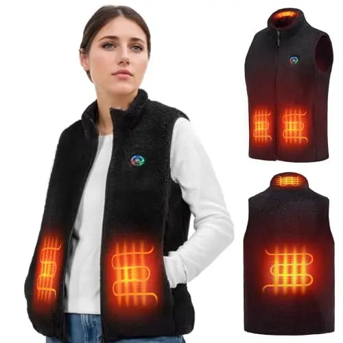 Produktbild: KEMIMOTO Beheizbare Weste Damen, Heizweste mit 4 einstellbare Heizzonen, 3 Heizstufen,USB Eletriksche Wärmeweste für Ski Fahren, Wandern, Outdoor Ativitäten (Ohne Akku)