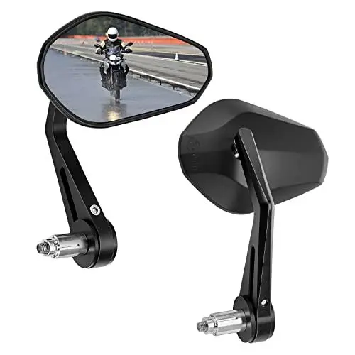 Produktbild: KEMIMOTO Lenkerendenspiegel Motorrad, 2 Stück Motorrad Spiegel Rückspiegel E-geprüft, 360°drehbarer Lenkerspiegel, 7/8