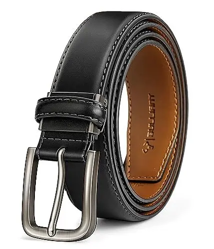 Produktbild: KEMISANT Gürtel Herren, Ledergürtel Herren-gürtel für Jeans,35mm Breit Gürtel,Größe Angepasst(Schwarz-105cm/32-34