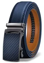 Produktbild: KEMISANT Gürtel Herren, Ledergürtel Ratsche Automatikschließe für Herren Business Anzug,Breit 35mm,Größe Angepasst,Navy Blau2564,130cm/38-44