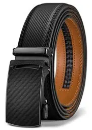 Produktbild: KEMISANT Gürtel Herren, Ledergürtel Ratsche Automatikschließe für Herren Business Anzug,Breit 35mm,Größe Angepasst,Schwarz2492,130cm/38-44