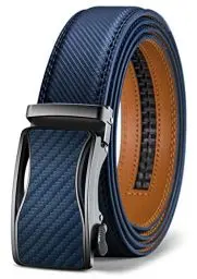Produktbild: KEMISANT Gürtel Herren, Ledergürtel Ratsche Automatikschließe für Herren Business Anzug, 35mm Breit Gürtel,Größe Angepasst(Blau-125cm/36-42