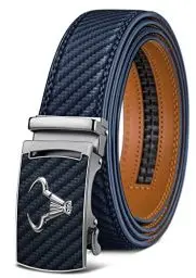 Produktbild: KEMISANT Gürtel Herren, Ratsche Gürtel Automatikschließe Ledergürtel für Herren Business Anzug,Breit 35mm Gürtel,Größe Angepasst(Navy Blau-115cm/32-38
