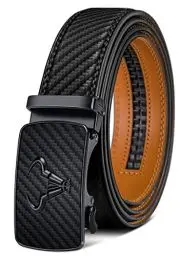 Produktbild: KEMISANT Gürtel Herren, Ratsche Gürtel Automatikschließe Ledergürtel für Herren Business Anzug,Breit 35mm Gürtel,Größe Angepasst(Schwarz-115cm/32-38
