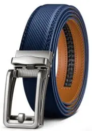 Produktbild: KEMISANT Ledergürtel Herren, Gürtel Herren Automatik Ratsche Leder Gürtel 35mm für Anzug und Freizeit,Mikroverstellbarer Gürtel Passt Überall(Navy Blau-110cm/30-36