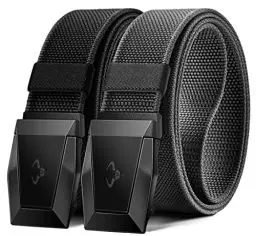 Produktbild: KEMISANT Taktischer Gürtel 2er, Gürtel Herren Arbeitsgürtel Militär Wandern 38mm,Schnellverschluss Metallschnalle(Schwarz/Dunkelgrau-145cm/46-50