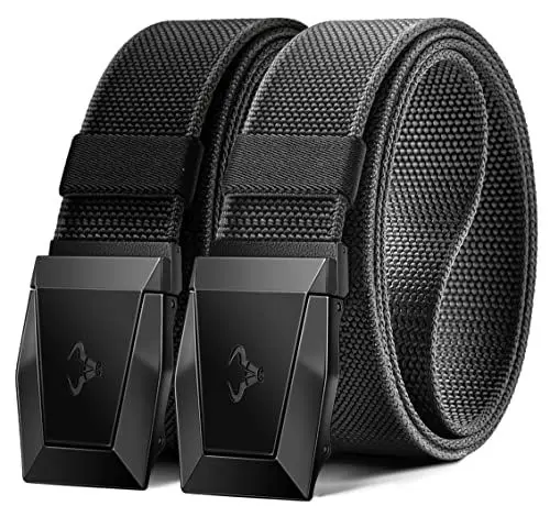 Produktbild: KEMISANT Taktischer Gürtel 2er, Gürtel Herren Arbeitsgürtel Militär Wandern 38mm,Schnellverschluss Metallschnalle(Schwarz/Dunkelgrau-115cm/34-38