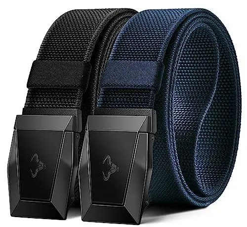 Produktbild: KEMISANT Taktischer Gürtel 2er, Gürtel Herren Arbeitsgürtel Militär Wandern 38mm,Schnellverschluss Metallschnalle(Schwarz/Purpurblau-115cm/34-38