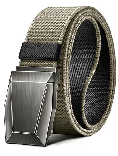 Produktbild: KEMISANT Taktischer Gürtel, Gürtel Herren Arbeitsgürtel Militär Wandern 3,8cm,Schnellverschluss Metallschnalle(Schwarz/Beige,105cm/30-34