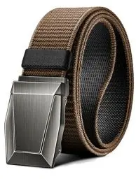 Produktbild: KEMISANT Taktischer Gürtel, Gürtel Herren Arbeitsgürtel Militär Wandern 3,8cm,Schnellverschluss Metallschnalle(Schwarz/Hellbraun,125cm/38-42