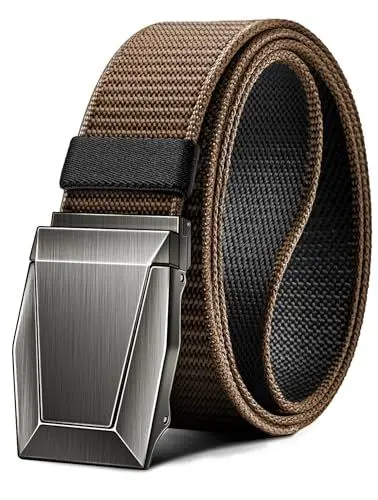 Produktbild: KEMISANT Taktischer Gürtel, Gürtel Herren Arbeitsgürtel Militär Wandern 3,8cm,Schnellverschluss Metallschnalle(Schwarz/Hellbraun,125cm/38-42