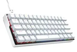 Produktbild: KEMOVE K61SE Gaming Tastatur, 60% Mechanische Tastatur mit Blauen Clicky Switches, RGB-Hintergrundbeleuchtung, Anti-Ghosting, Ultra-Kompakt 61 Tasten US-Layout, für PC Windows Gamer Typist, Weiß