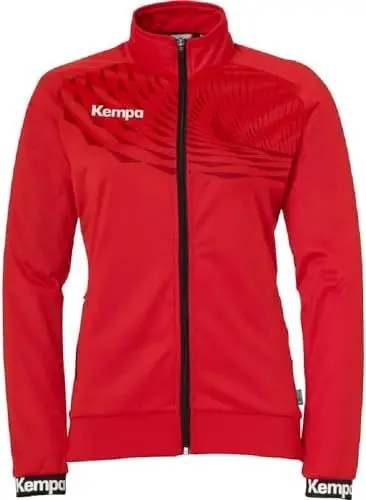 Produktbild: Kempa Wave 26 Poly Jacket Women Damen Mädchen Sport Fußball Trainingsjacke Sweatshirt Jacke Sweatjacke - elastisches Trainings-Sweatshirt mit Reißverschluss-Taschen - taillierter Schnitt, rot/chilirot
