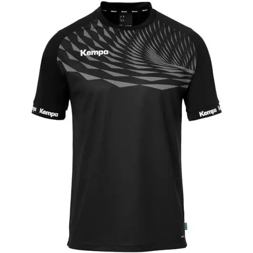 Produktbild: Kempa Wave 26 Shirt Herren Jungen Sportshirt Kurzarm T-Shirt Funktionsshirt Handball Gym Fitness Trikot - elastisch und atmungsaktiv, Schwarz/Anthra, S