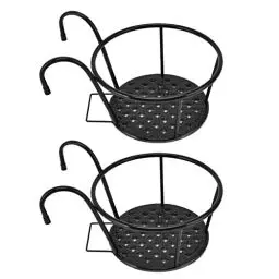 Produktbild: Fauitay 2 Stücke Blumentopf Hängend, Blumentöpfe Zum Aufhängen, Pflanzen Wandhalterung, Blumenregal aus Eisen, Hängende Geländer ​Pflanzkörbe Blumentopfhalter,