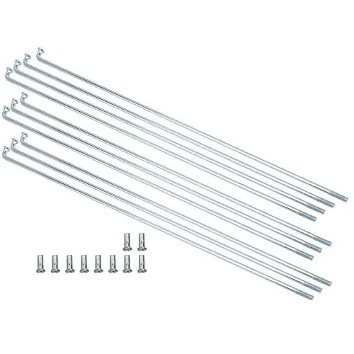 Produktbild: Fahrrad Speichen und Nippel Set, 80mm-310mm, 13G 2.2mm Fahrradspeichen Edelstahl Speichen Fahrrad Dreirad Zubehör, 10 Stück/Set(190MM)