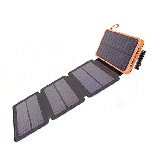 Produktbild: Solar Power Bank, Faltbares Solarladegerät mit Wasserdichter LED-Taschenlampe für Smartphones Tablets
