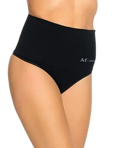 Produktbild: Kendindza Damen Microfaser Miederunterhose Shapeweat Höschen - Hose mit Taillenmieder Slip Panty - Strafft Bauch - Bauchweg (L/XL, Schwarz)