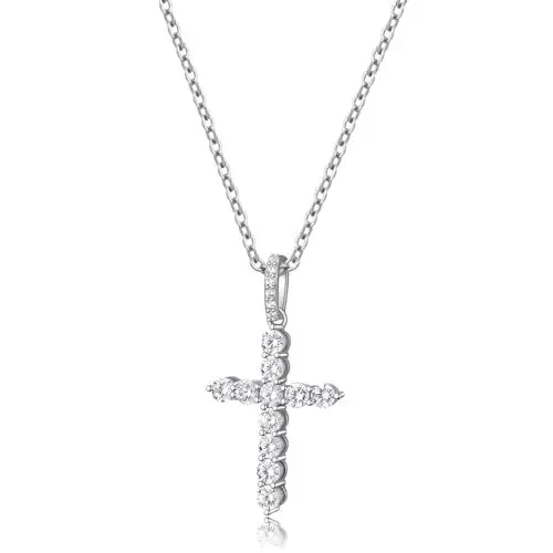 Produktbild: Kenivira Kreuz Kette Damen Silber Kreuz Anhänger Halskette Gold/Silber Kette
