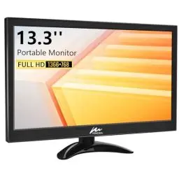 Produktbild: Kenowa 13,3 Zoll VGA Tragbarer Monitor FHD 1366 * 768 Bildschirm LCD Externe Monitor mit HDMI VGA AV BNC USB Kopfhörerbuchse für PS3 PS4 Mac Raspberry Pi B Computer Laptop