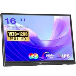 Produktbild: Kenowa Portable Monitor 16 Zoll Tragbarer Monitor FHD 1920x1200P IPS Bildschirm HDR 350 Nits 16:10 Externem Display mit HDMI Typ C für PC Handy Xbox Switch PS3/4,Raspberry pi