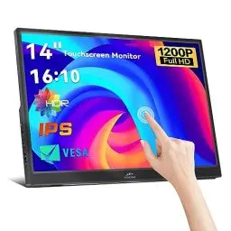 Produktbild: Kenowa Touchscreen Tragbarer Monitor, 14 Zoll Portable Monitor IPS Bildschirm PC 16:10 FHD 1920x1200P Externer Display mit USB-C,HDMI für Laptop/Computer/Mac/Raspberry pi/Xbox/PS3/PS4/Switch