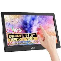 Produktbild: Kenowa Tragbarer Monitor Touchscreen, 11.6 Zoll HDR Portable Monitor Externer Monitor 1366x768 Eye Care Bildschirm mit HDMI USB Typ-C für Raspberry pi/Computer/Laptop/PC/PS3/PS4/Xbox
