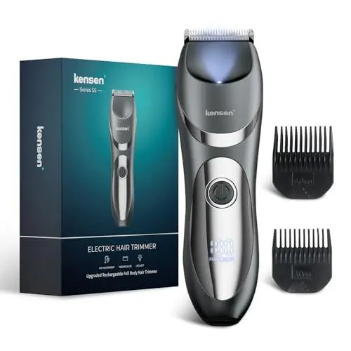 Produktbild: kensen Intimrasierer Mann, Rasierer Herren Intimbereich Aufladbar Typ-C Körperrasierer Herren IPX7 Wasserdicht Body Groomer Men Trimmer Herren Intimbereich mit LED-Licht Beine Brust Achselhöhle Leiste