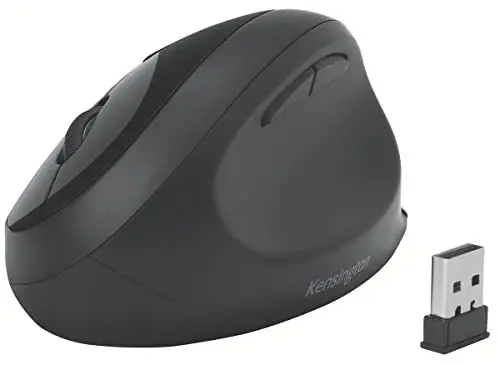 Produktbild: Kensington Kabellose ergonomische Maus, Wireless Pro Fit Ergo Computermaus für Laptop, Desktop, PC und Gaming, mit 2.4G USB oder Bluetooth Verbindung, 3 DPI Einstellungen & 5 Tasten, Schwarz, K75404EU
