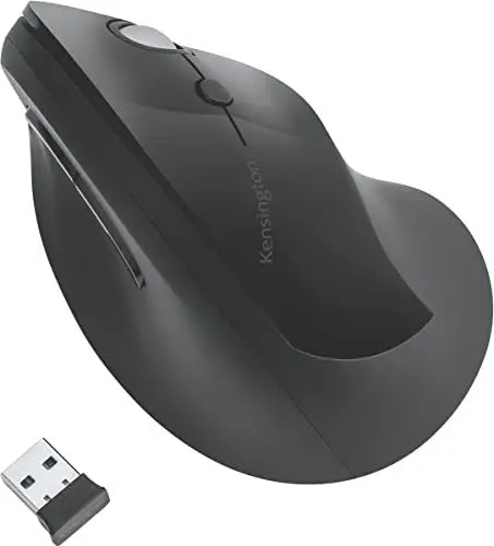 Produktbild: Kensington Kabellose ergonomische vertikale Maus, Wireless Pro Fit Ergo Vertikale Computermaus mit Scrollrad, 4 DPI Einsellungen & 6 Tasten, Inkl. 1 AA-Batterie, Schwarz, K75501EU