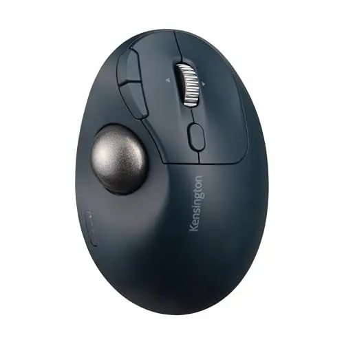 Produktbild: Kensington Pro Fit Ergo TB550 Trackball-Maus, wiederaufladbar Batterie, kabellose Bluetooth Maus, ergonomischer 34-mm-Trackball mit 4D-Scrollring, aus bis zu 51% recyceltem Kunststoff (K72196WW)