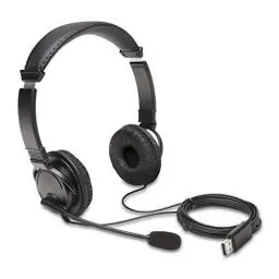 Produktbild: Kensington USB-HiFi-Kopfhörer mit Mikrofon, Hochwertiger Stereosound, Einstellbares Mikrofon mit Geräuschunterdrückung (Noise-Cancelling), Headset für Konferenzen, Calls oder Gaming, Schwarz, K97601WW