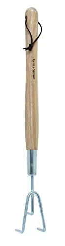 Produktbild: Kent & Stowe Hand 3 Zinken-Grubber lang – Garten-Grubber aus Edelstahl, zum Aufbrechen von Böden, Gartenkralle mit Stiel aus Eschenholz, Länge: 54 cm